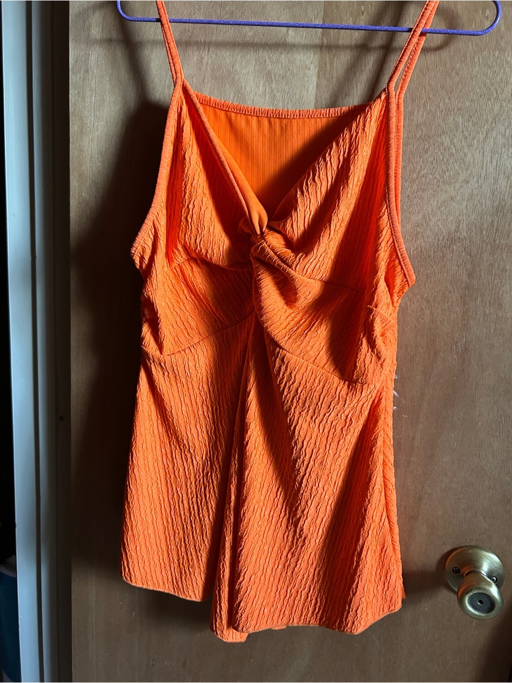 Twist-Front Spaghetti Strap Blouse in Orange